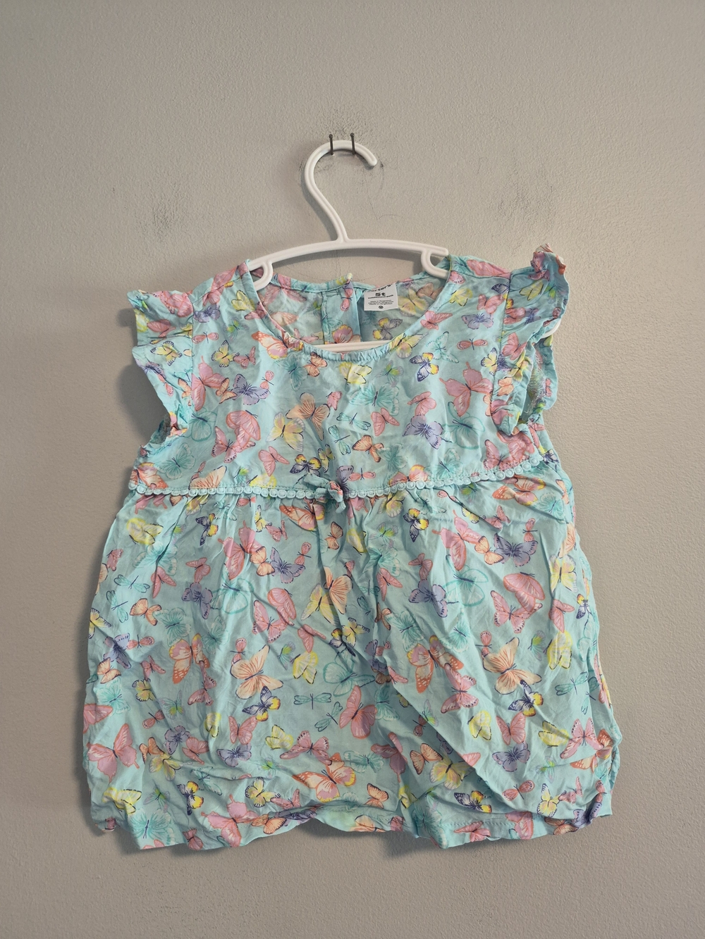 Carter's 5t Turquoise With Multicoloured Butterfly Print Short Sleeve Top